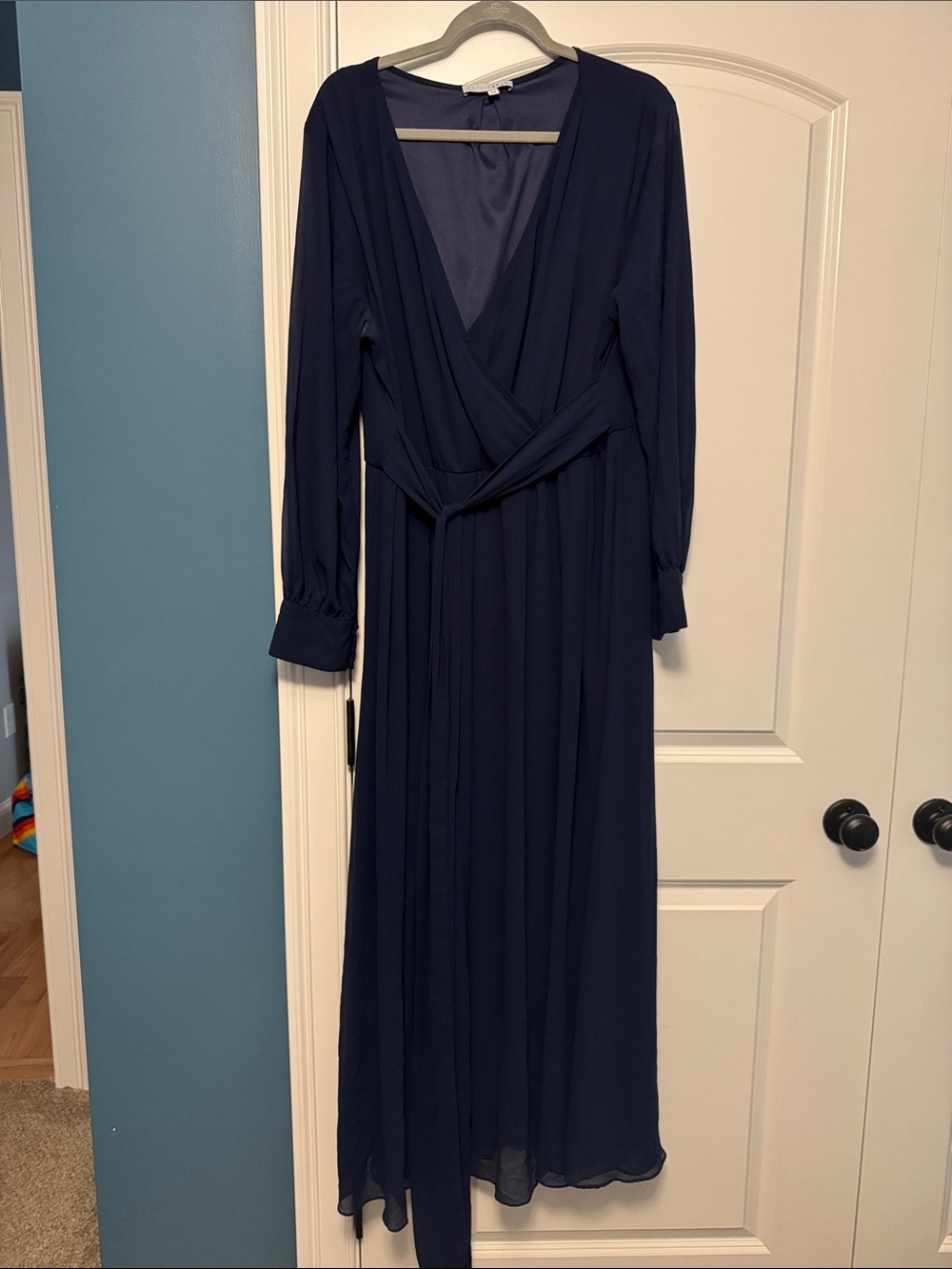 Baltic Born Navy Wrap-Front Maxi Dress